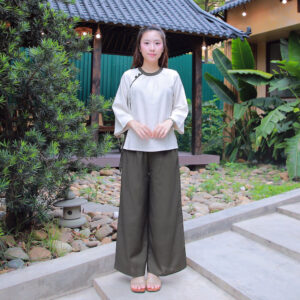 Bộ Pháp Phục Lễ Chùa Nữ Thanh Vân, Vải Linen Bột - Size S, M, L