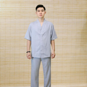 Bộ Pháp Phục Đi Chùa Nam Bà Lai Vải Linen Màu Xám, Vải Linen, Nhiều Size