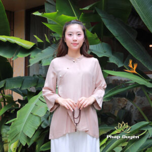 Alternative view of Bộ Quần Áo Đi Chùa Nữ Thanh Liễu, Vải Lanh Băng, Màu Be Size S, M, L