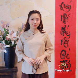 Alternative view of Bộ Quần Áo Đi Chùa Nữ An Nhiên, Áo Be Quần Nâu, Vải Linen