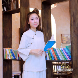 Alternative view of Bộ Quần Áo Đi Chùa Nữ An Nhiên, Màu Trắng Ngà, Vải Linen