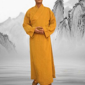Áo Tràng Trường Sam 7 Vạt Màu Vàng Bò, Pháp Phục Cho Quý Đại Đức Hoà Thượng Tăng Ni Xuất Gia