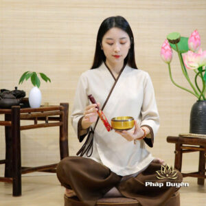 Alternative view of Bộ Quần Áo Nữ An Hạ Thô Đũi Cao Cấp Vạt Chéo Áo Be, Quần Nâu, Size S,M,L,XL,XXL