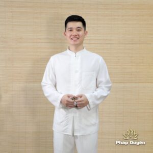 Alternative view of Bộ Quần Áo Phật Tử Nam Màu Trắng Dài Tay Nút Nhựa Vải Linen, Nhiều Size